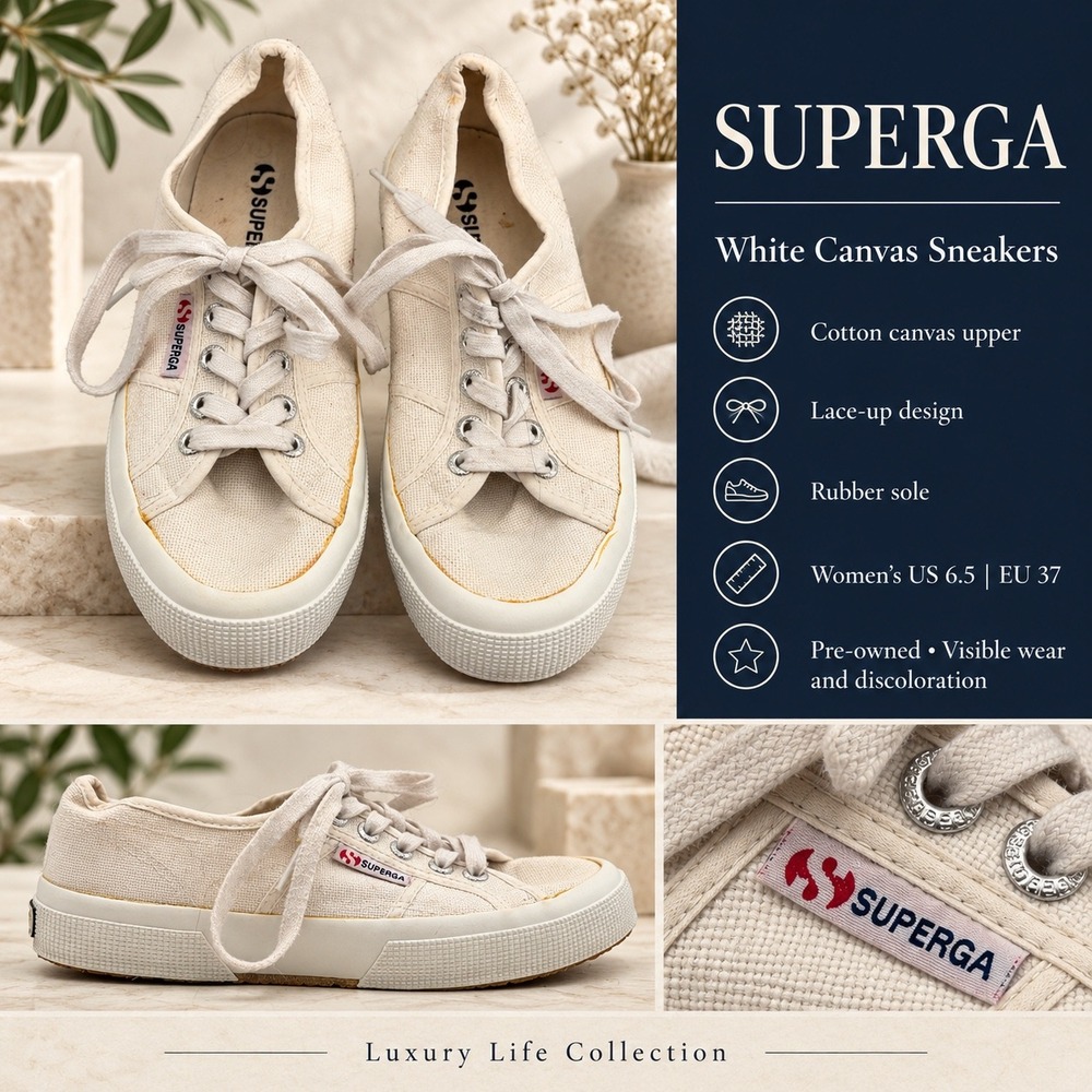 Superga 2790 Acotw White Canvas Platform Sneakers Womens 6.5 S000010-901